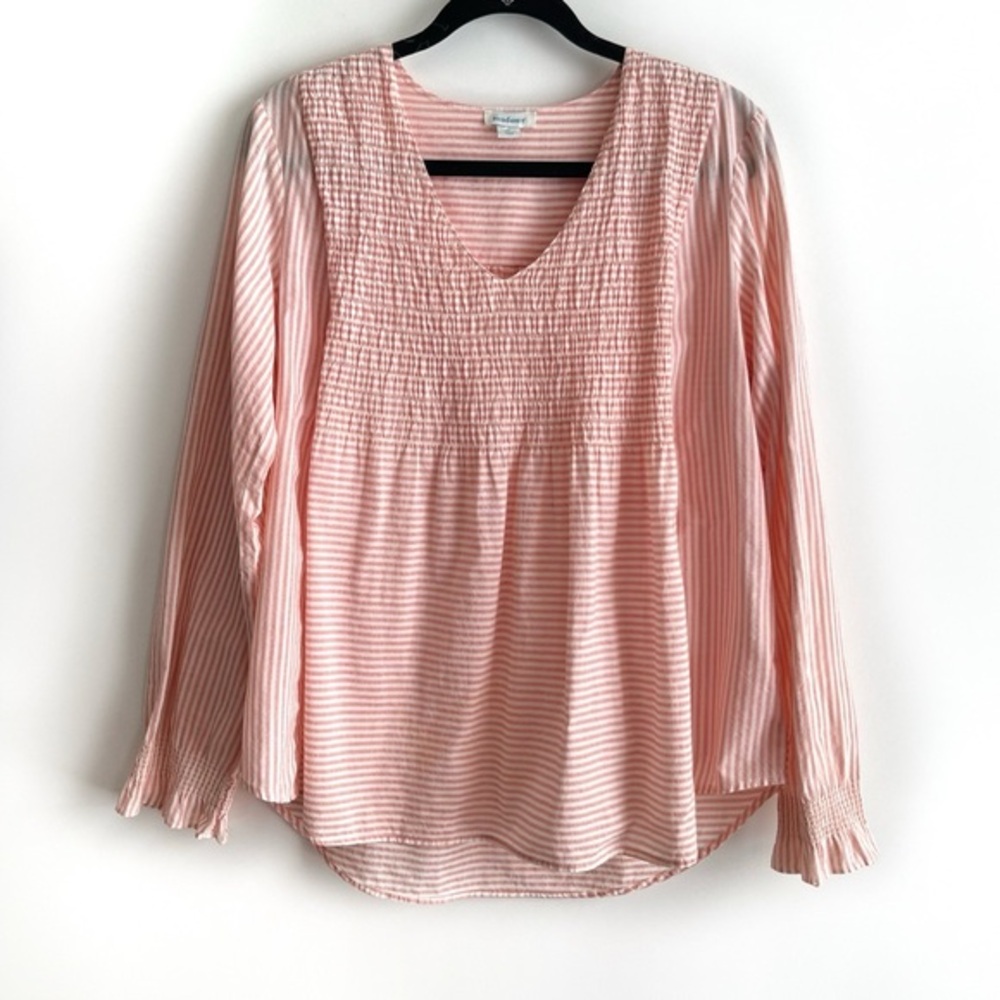 Sundance The Julia Top Red Striped Ruched Detail Size Medium